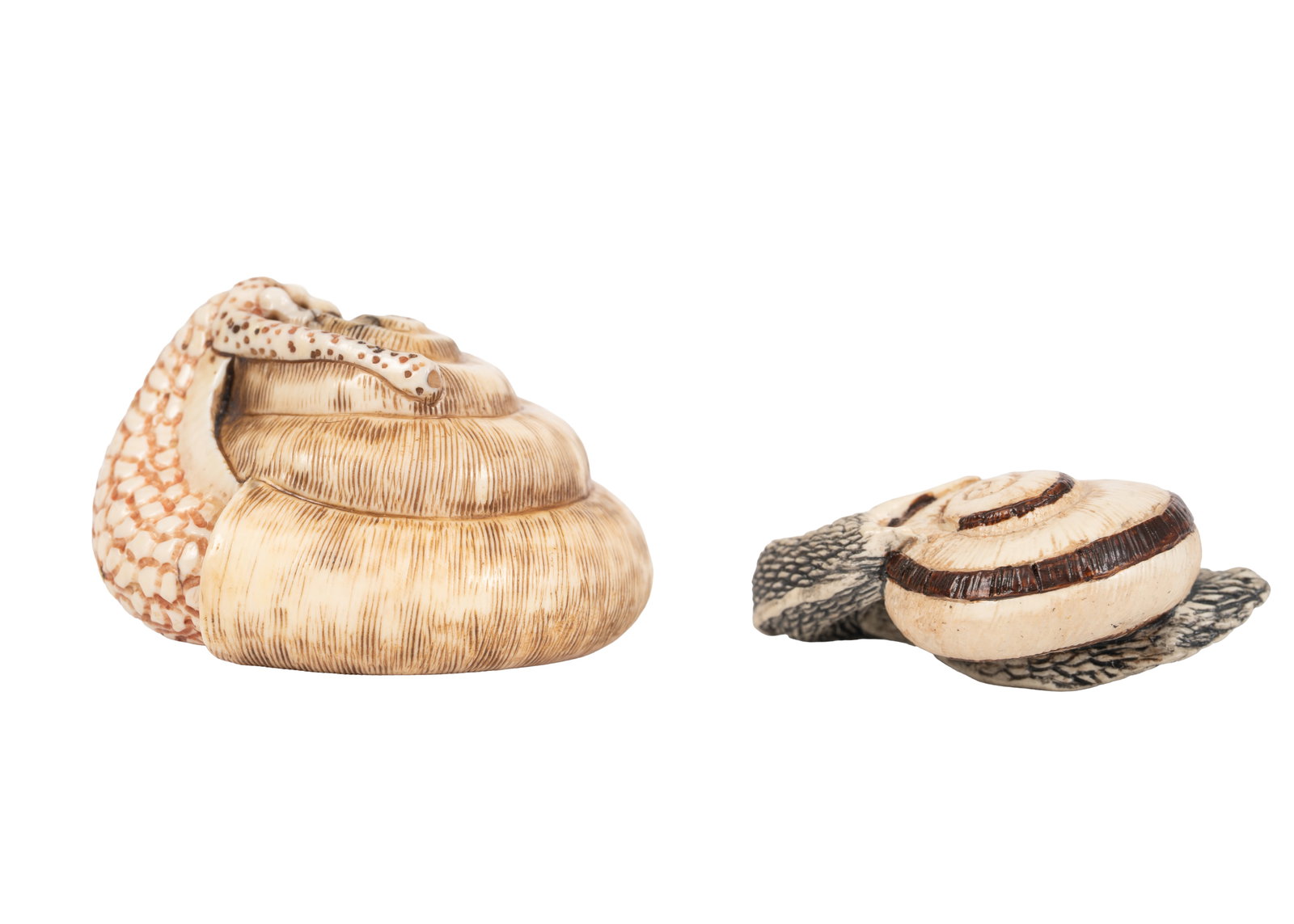 Tadatoshi (??) carved Japanese Netsuke snail (1 of 5)