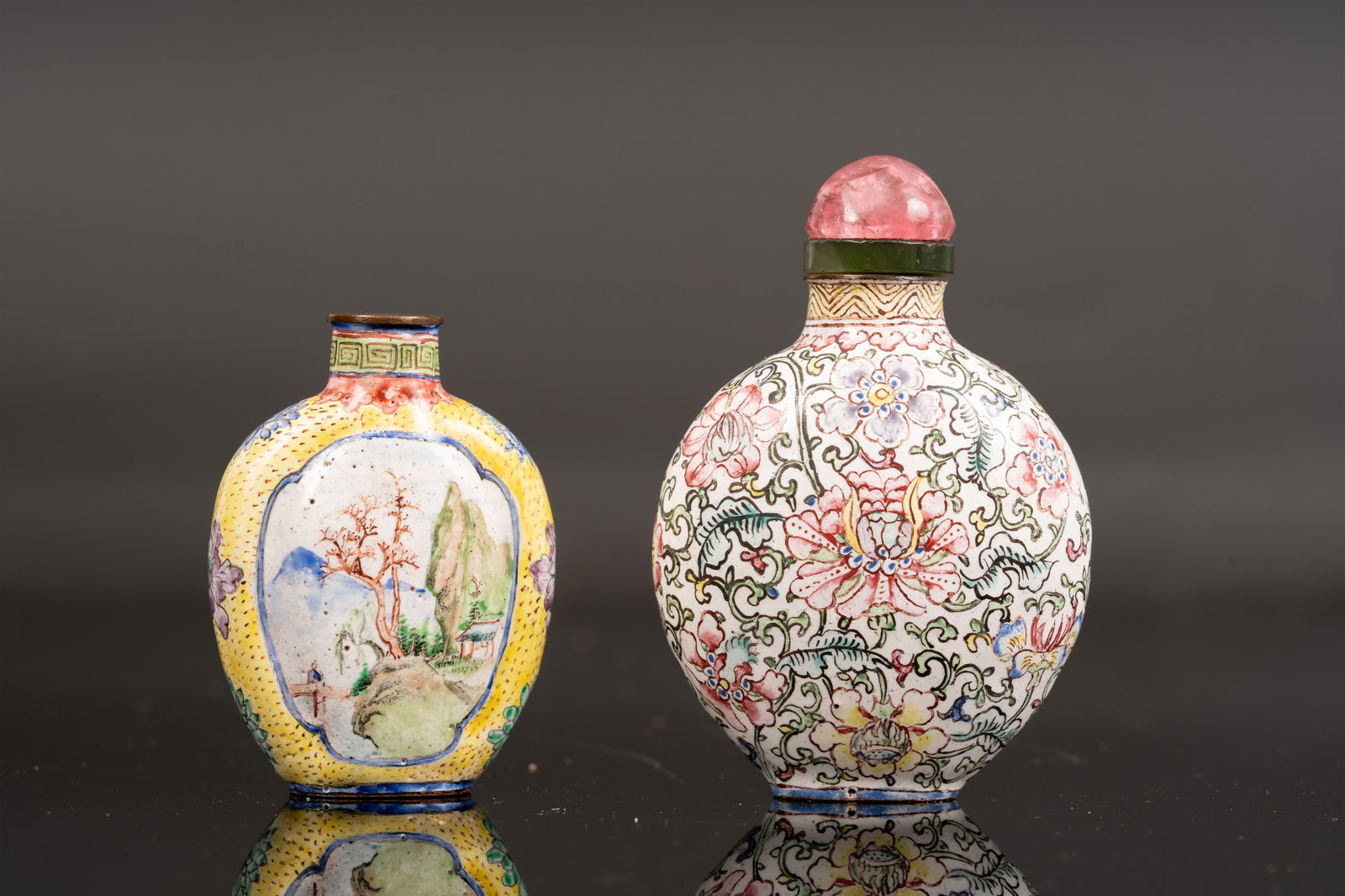 Pair of Chinese Enameled Porcelain Snuff Bottles (1 of 8)