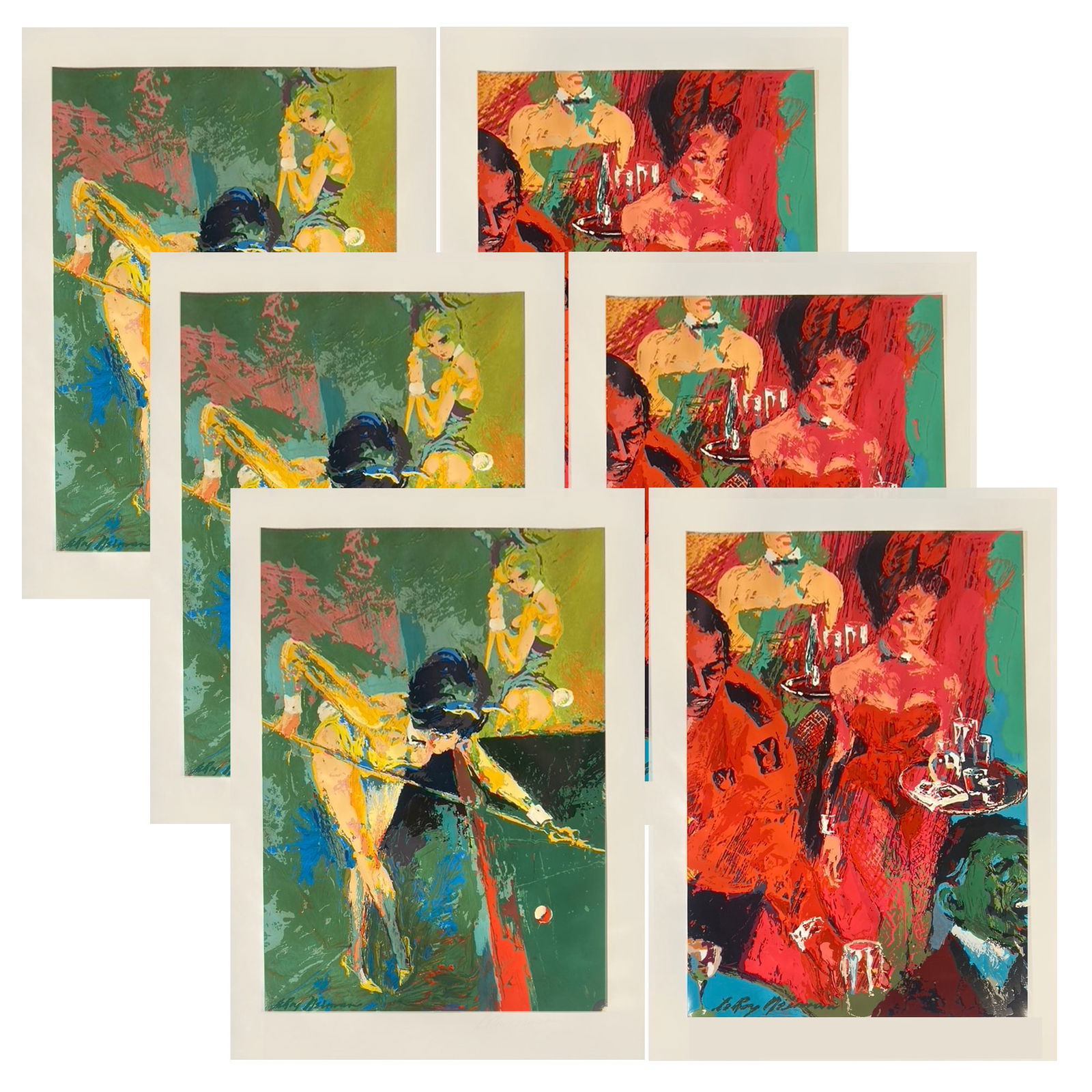LeRoy Neiman  'Playboy Suite' Unframed' 3 Pair 6 PRINT BUNDLE (Plate Signed) (1 of 6)