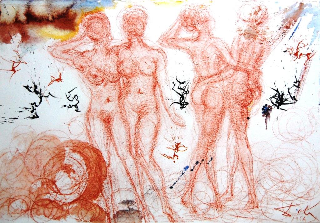 Biblia Sacra: Stultae E Prudentes Filiae: ARTIST: Salvador Dali TITLE: Biblia Sacra: Stultae E Prudentes Filiae (The Foolish And The Wise Maidens) 3-18 YEAR: 1964 MEDIUM: Color lithograph on heavy rag paper SIGNATURE: Signed and dated in the 