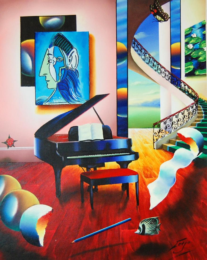 Delightful Playing: ARTIST: Ferjo TITLE: Delightful Playing MEDIUM: Oil on canvas SIGNATURE: Signed in paint, lower right IMAGE SIZE: 30 x 24 in.