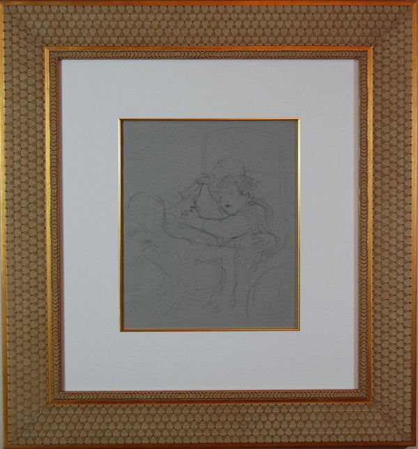 601016: ARTIST: Jack Levine TITLE: Untitled 6 YEAR: c.1950-1960 MEDIUM: Original pochoir on Ingres paper IMAGE SIZE: 12 1/4' x 19' SIGNATURE: Unsigned. EDITION: 'Facing East', 1970. Original pochoir were prin
