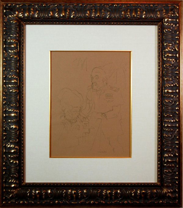 601019: ARTIST: Jack Levine TITLE: Waikiki YEAR: c.1950-1960 MEDIUM: Original pochoir on Ingres paper IMAGE SIZE: 12 1/4' x 19' SIGNATURE: Unsigned. EDITION: 'Facing East', 1970. Original pochoirs were printe