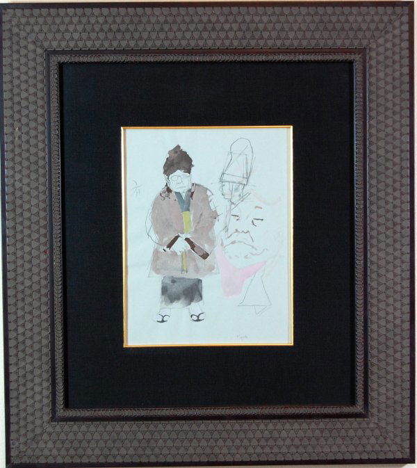 601020: ARTIST: Jack Levine TITLE: Kyoto YEAR: c.1950-1960 MEDIUM: Original pochoir on Ingres paper IMAGE SIZE: 12 1/4' x 19' SIGNATURE: Unsigned. EDITION: 'Facing East', 1970. Original pochoirs were printed