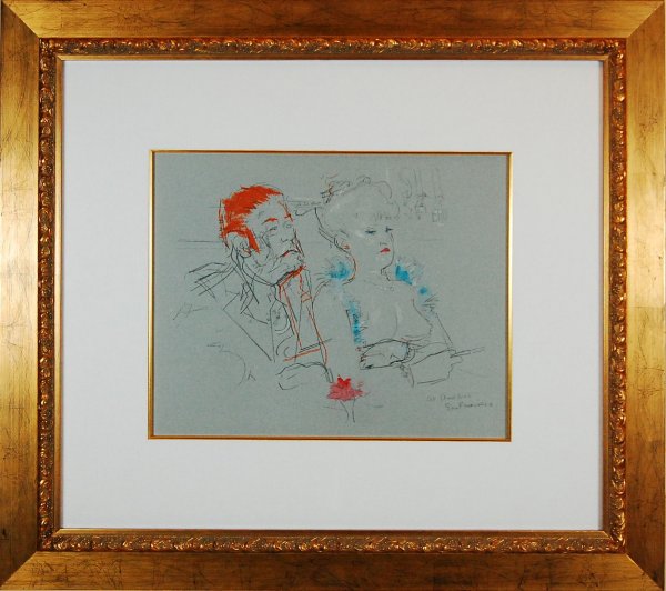 At Amelio's San Francisco: ARTIST: Jack Levine TITLE: At Amelio's San Francisco YEAR: c.1950-1960