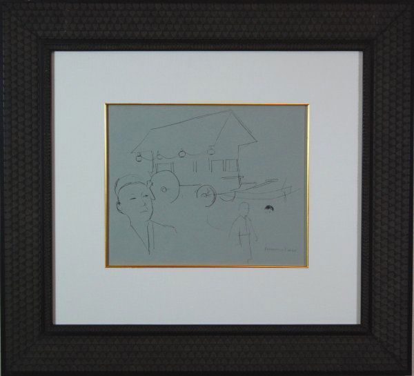 Procession in Nikko: ARTIST: Jack Levine TITLE: Procession in Nikko YEAR: c.1950-1960 MEDIUM: Original pochoir on Ingres paper IMAGE SIZE: 12 1/4' x 19' SIGNATURE: Unsigned. EDITION: 'Facing East', 1970. Original pochoir