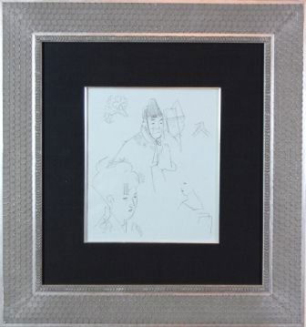 Untitled 3: ARTIST: Jack Levine TITLE: Untitled 3 YEAR: c.1950-1960 MEDIUM: Original pochoir on Ingres paper IMAGE SIZE: 12 1/4' x 19' SIGNATURE: Unsigned. EDITION: 'Facing East', 1970. Original pochoir were prin