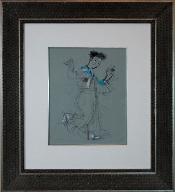 Tokyo Waitress: ARTIST: Jack Levine (1950-1960) TITLE: Tokyo Waitress YEAR: c. 1970 MEDIUM: Original pochoir on Ingres paper IMAGE SIZE: 12.25 X19' SIGNATURE: Unsigned EDITION: 'Facing East', 1970. Original pochoir w