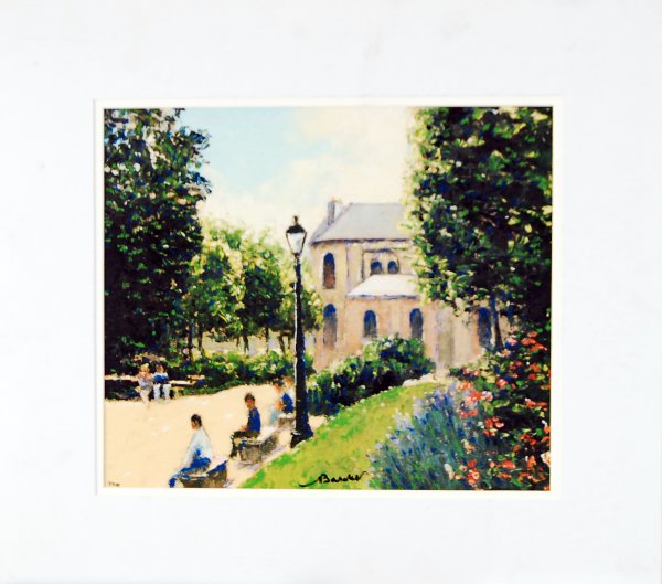 Paris Square St. Germail: ARTIST: Andre Bardet TITLE: Paris Square St. Germail MEDIUM: offset lithograph with serigraph enhancement on paper IMAGE SIZE: 11 x 13 in. SIGNATURE: signed lower right EDITION: numbered from the edit