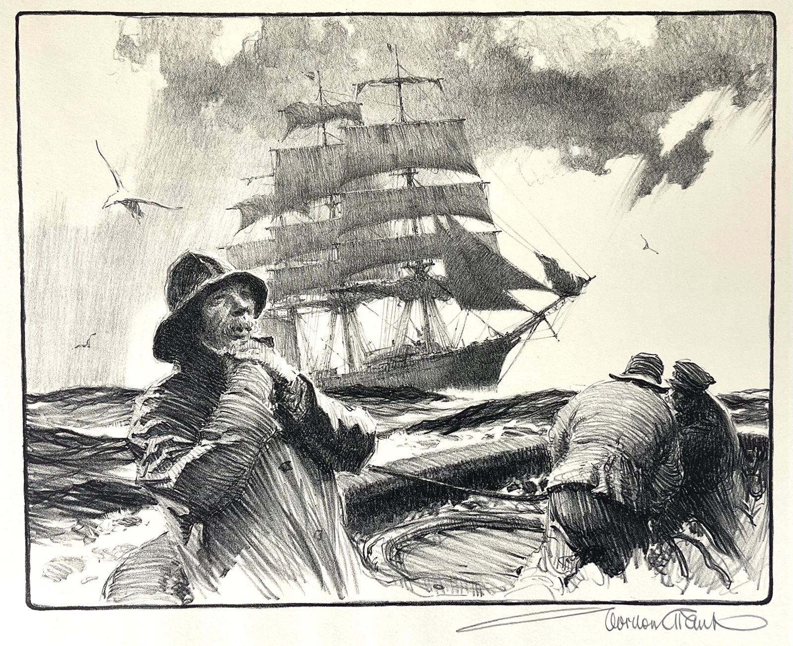 Gordon Hope Grant (American, 1875-1962), Towed Out, Signed Lithograph (1 of 5)