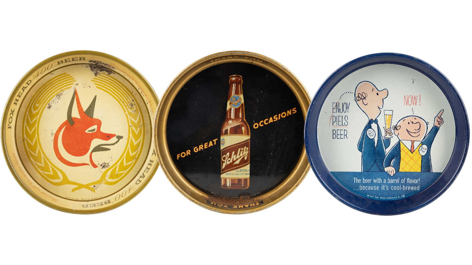 Lot Of 3 Vintage Metal Beer Trays (1 of 6)