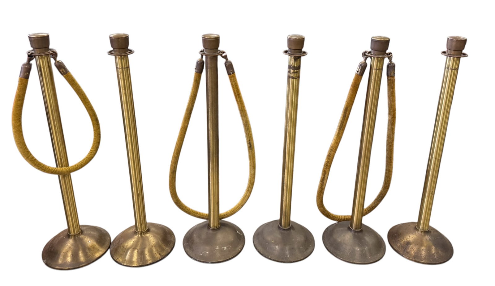 Lot of 6 Brass Theater Stanchions & Ropes (1 of 5)
