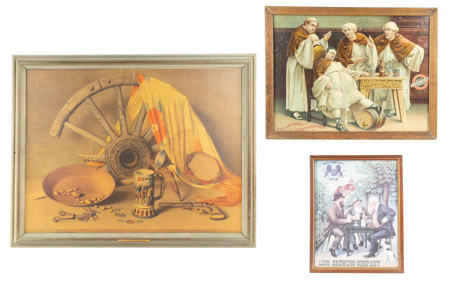 Lot of 3 Framed Vintage Beer Advertisements (1 of 4)