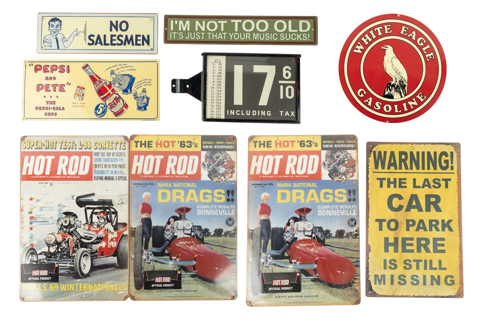 Vintage Visable Gas Pump Price Box & 8 Metal Signs (1 of 6)