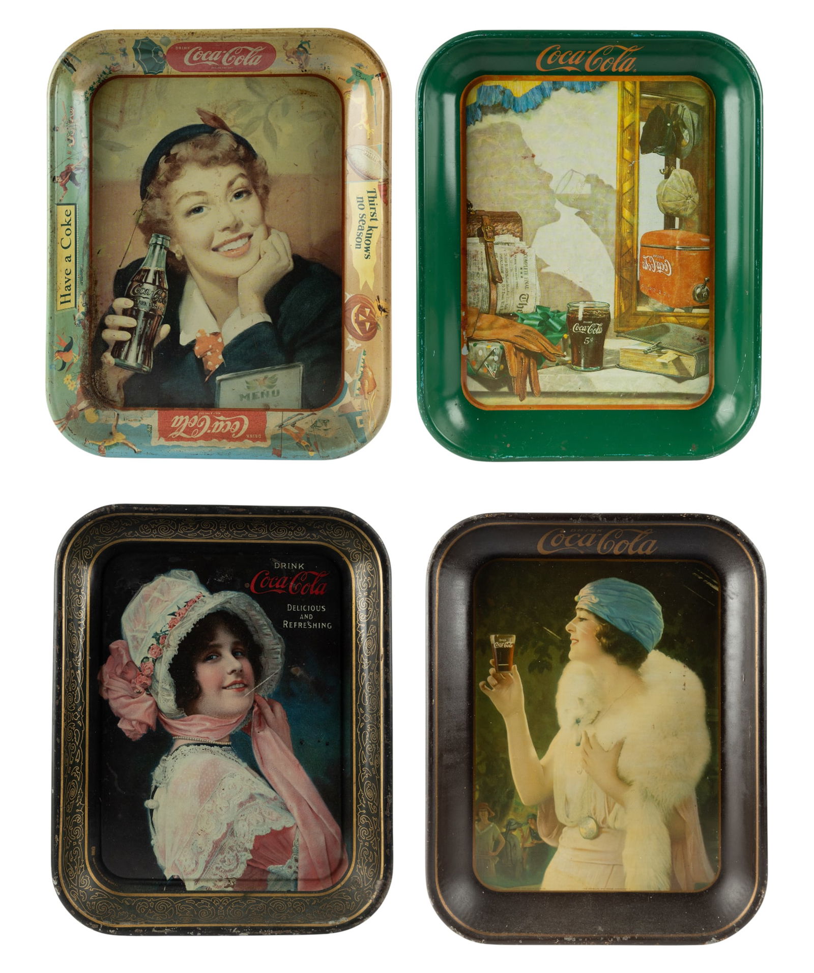 Lot Of 4 Vintage Metal Coca Cola Advertising Trays (1 of 6)