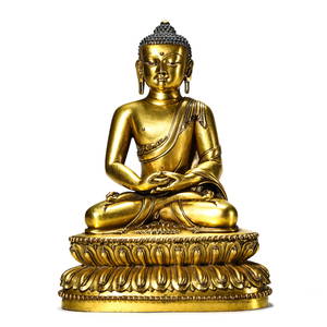 A GILT-BRONZE FIGURE OF AMITABHA BUDDHA, TIBETAN STYLE, INSCRIBED "DA MING YONGLE NIAN SHI,"