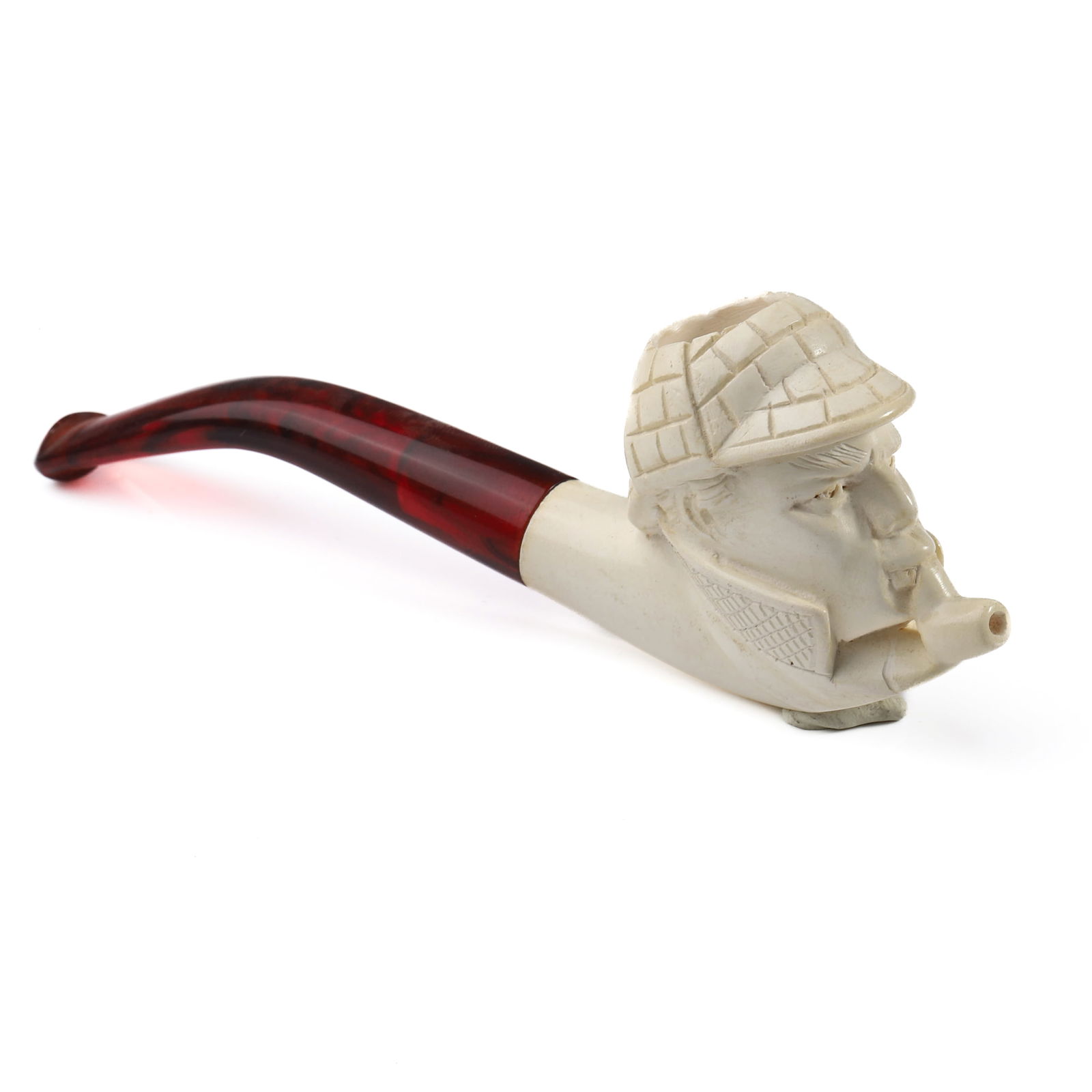 A TURKISH MEERSCHAUM PIPE CARVED AS A SHERLOCK HOLMES HEAD, BY ALTINAY (1 of 5)