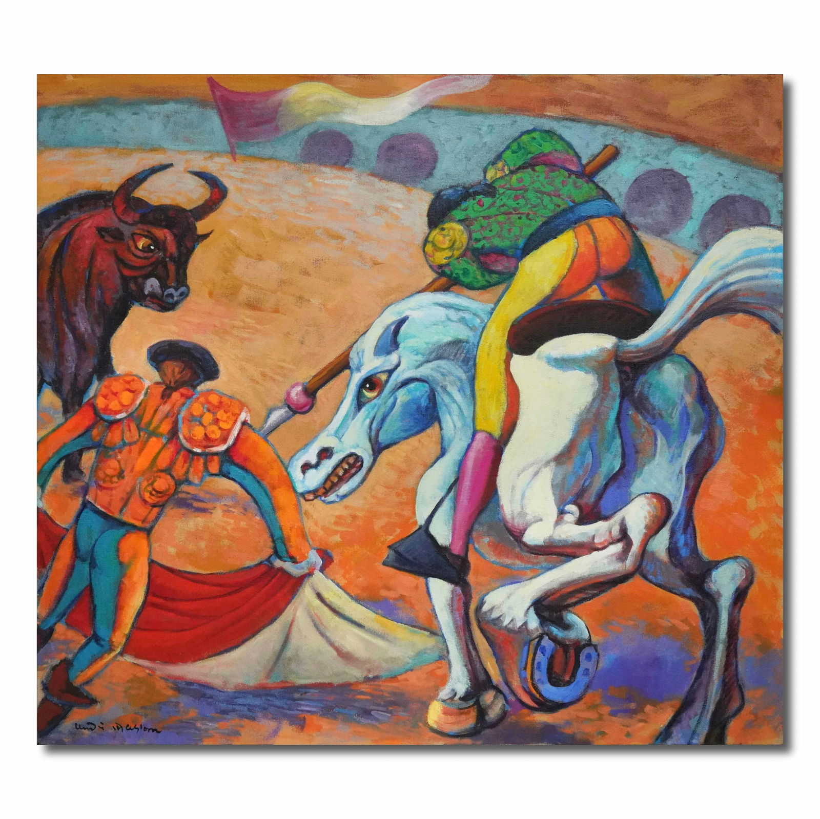 ANDRÉ MASSON (1896-1987), OIL ON CANVAS: Image dimensions: 100 x 90 cm (39 3/8 x 35 3/8 in) Signed (lower left) André Masson (1896-1987) was a key figure in the Surrealist movement, renowned for his free-flowing lines, dynamic compositions,