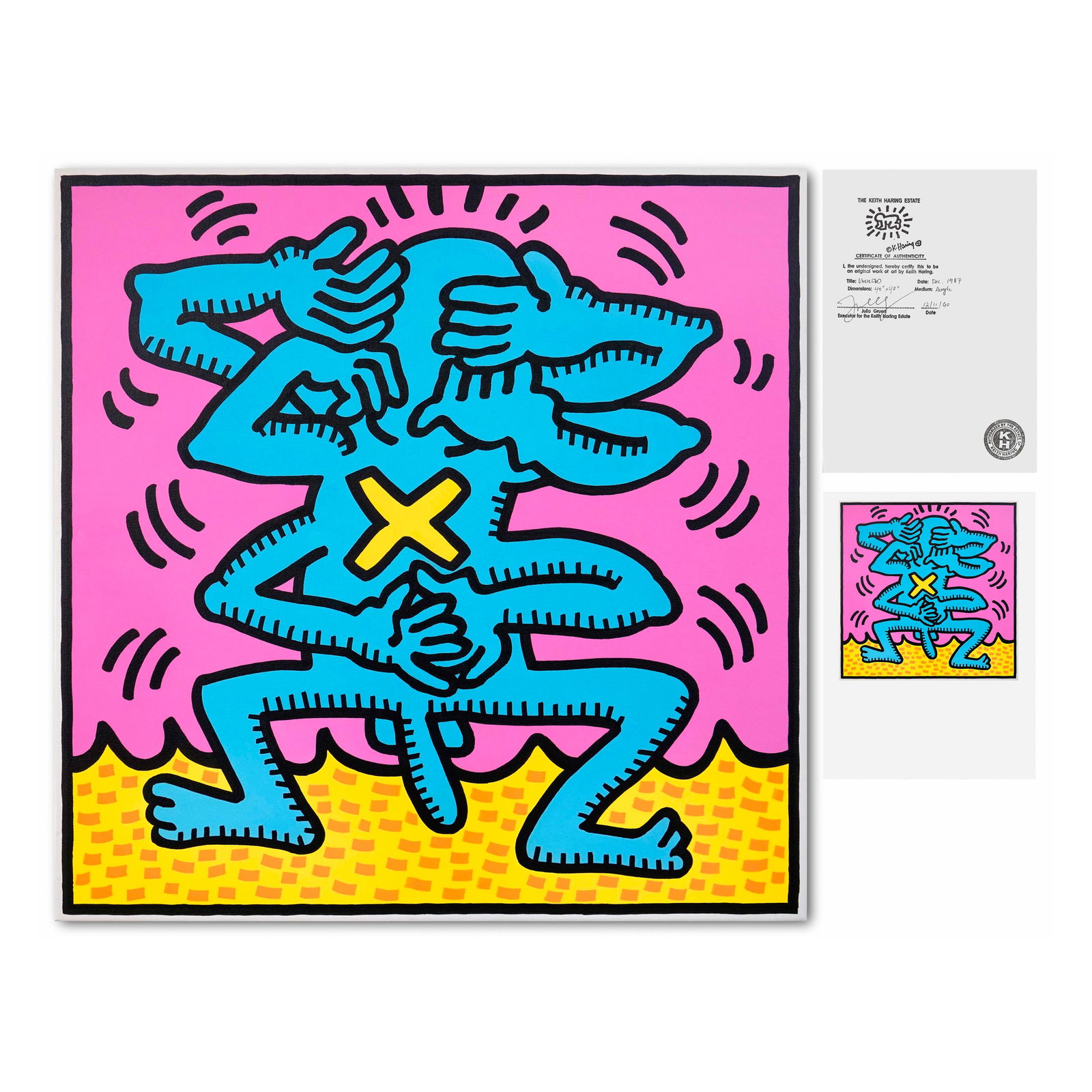 KEITH HARING (1958-1990), ACRYLIC ON CANVAS (1 of 2)