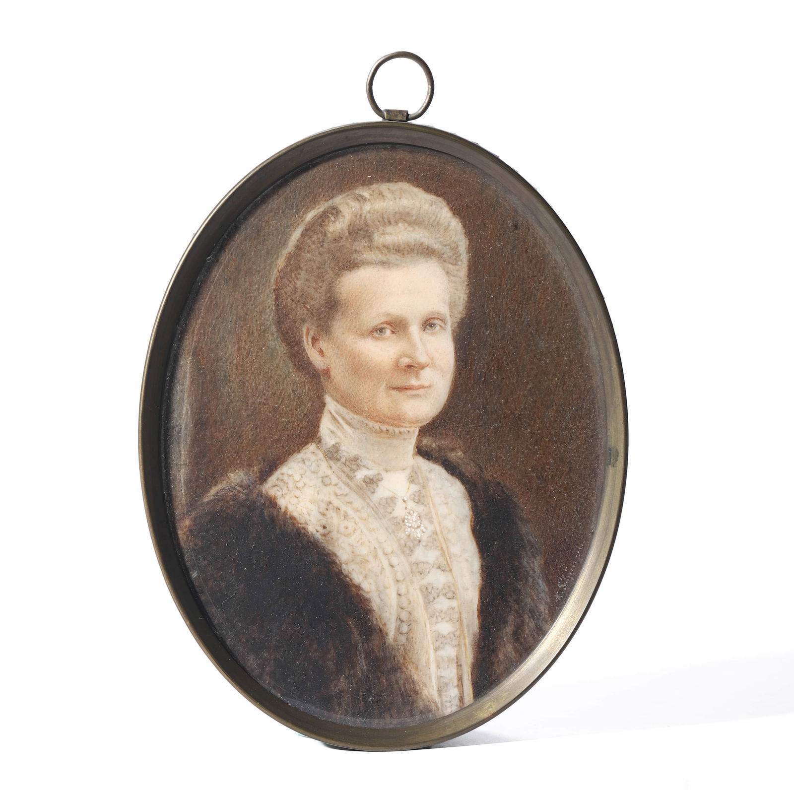 GERMAN SCHOOL, EARLY 20TH CENTURY — PORTRAIT OF A LADY IN FUR TRIM. (1 of 5)