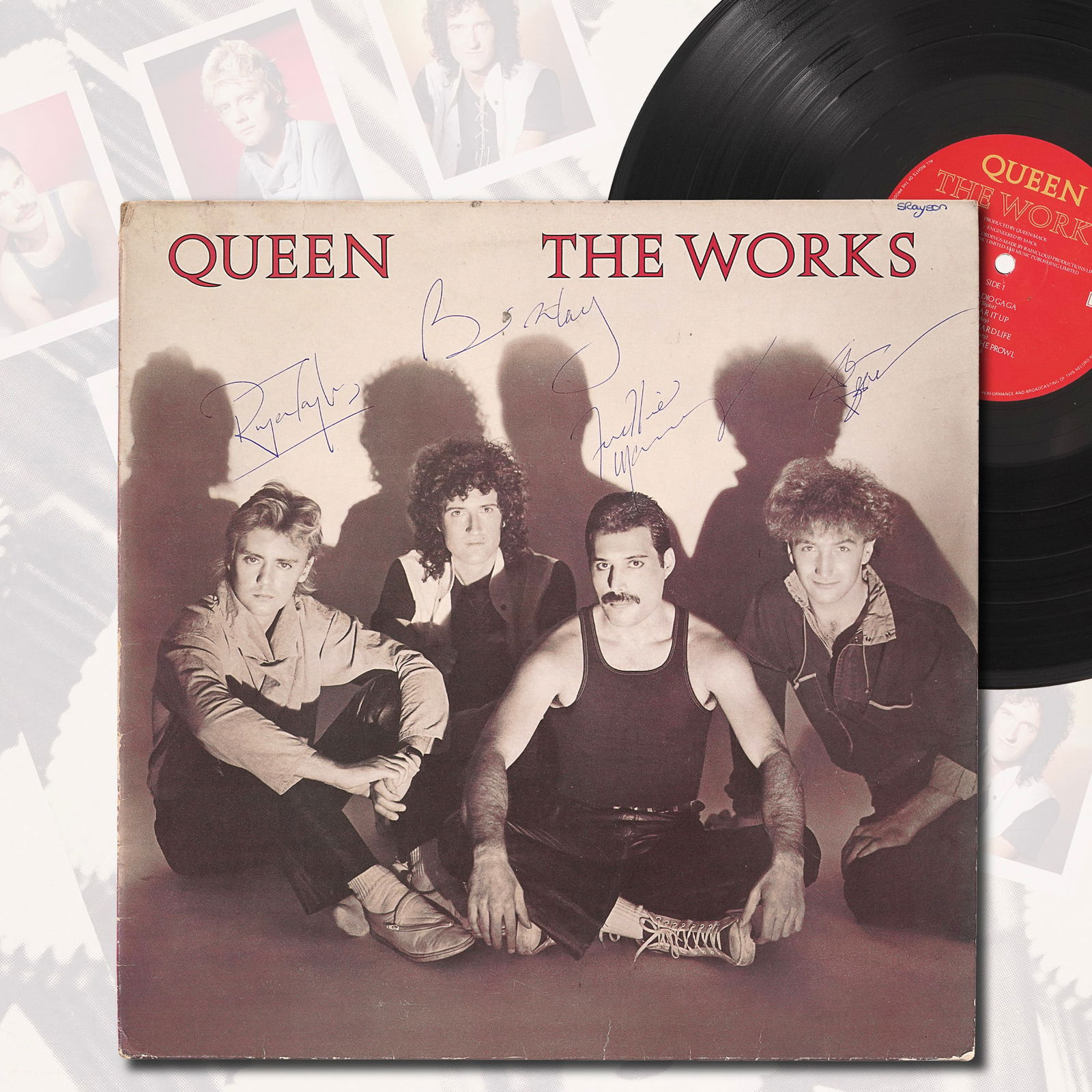 QUEEN FULLY SIGNED "THE WORKS" VINYL RECORD (1 of 6)