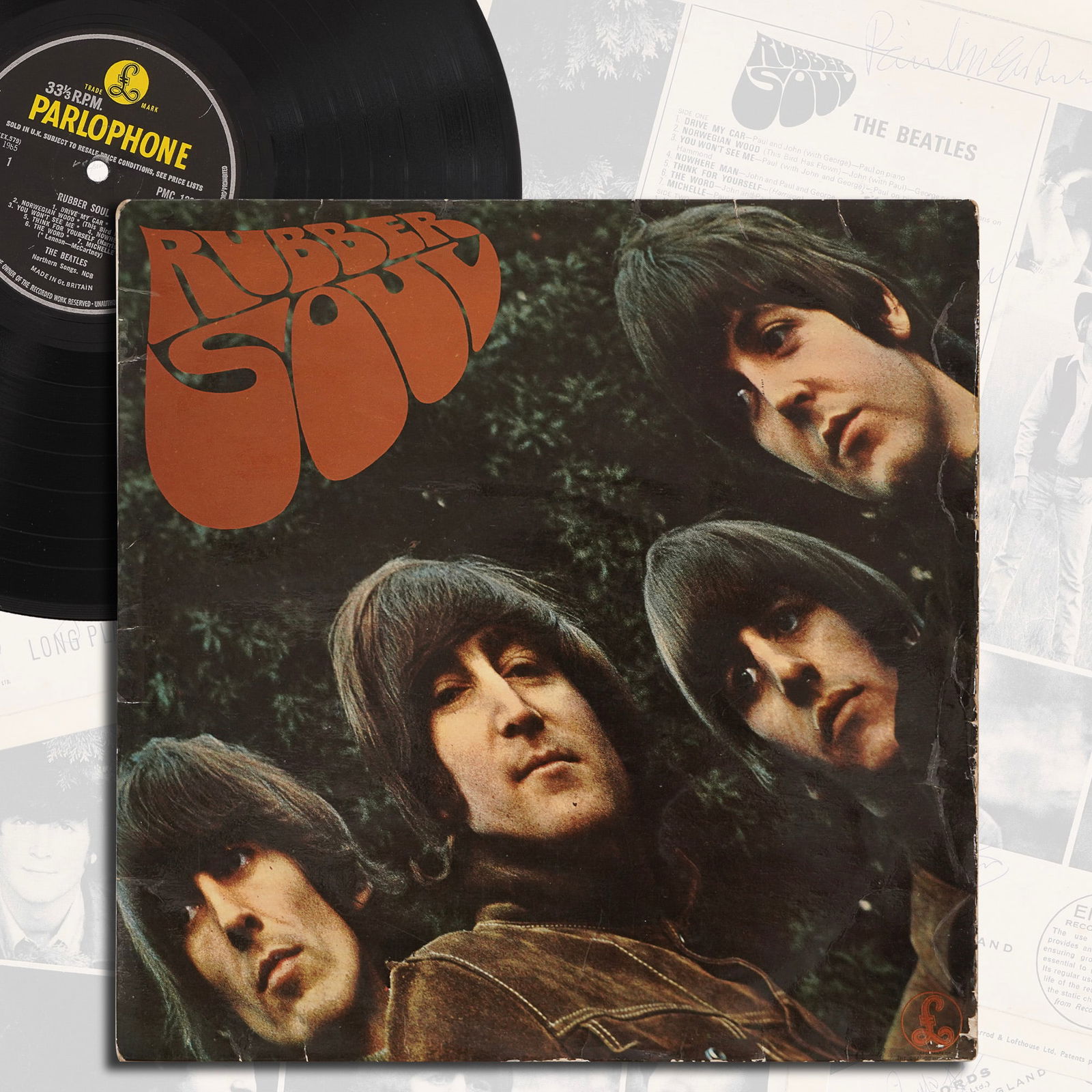 THE BEATLES FULLY SIGNED "RUBBER SOUL" LP ALBUM (1 of 5)
