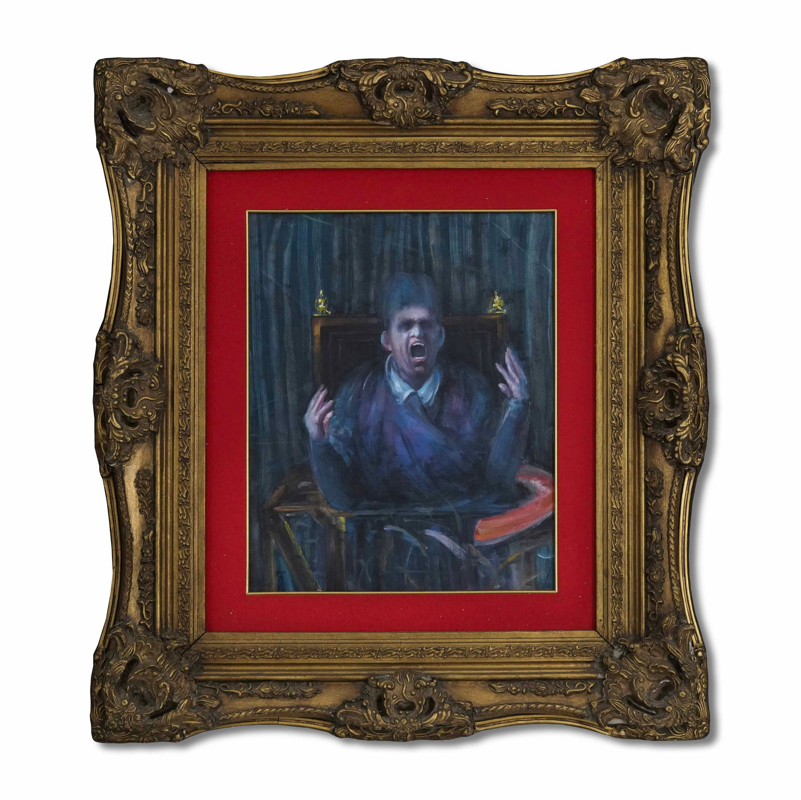 FRANCIS BACON (1909-1992), OIL ON CANVAS: Image dimensions: 18 7/8 by 14 7/8 inches (48 by 38 cm) Signed (verso) Francis Bacon (1909-1992) remains one of the most influential and enigmatic figures in 20th-century art. An Irish-born painter, h