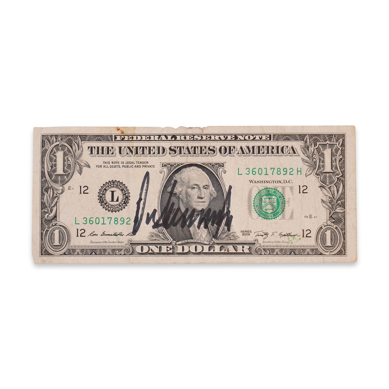 DONALD J. TRUMP SIGNED ONE DOLLAR BILL (1 of 2)