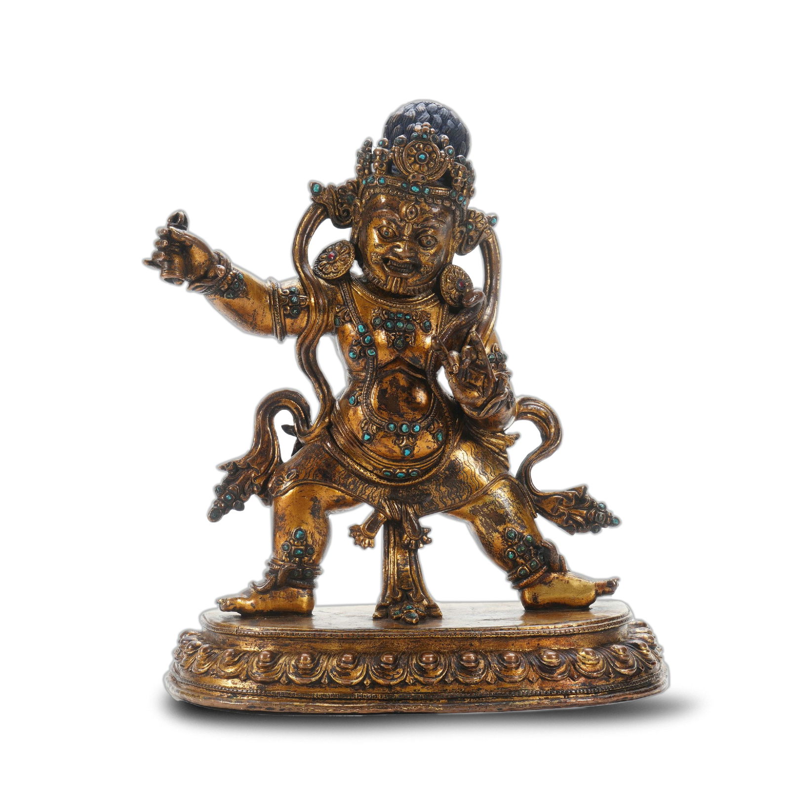 Qing Dynasty Gilt-Bronze Standing Figure of Vajrapani Inlaid with Turquoise (1 of 2)