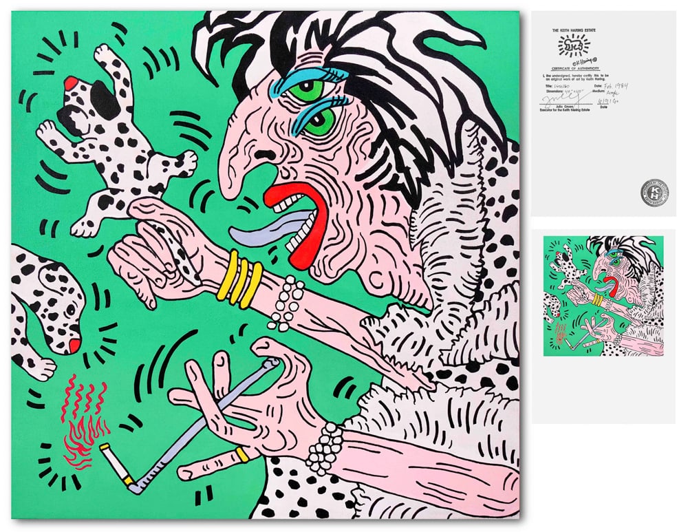 KEITH HARING (1958-1990), ACRYLIC ON CANVAS (1 of 2)