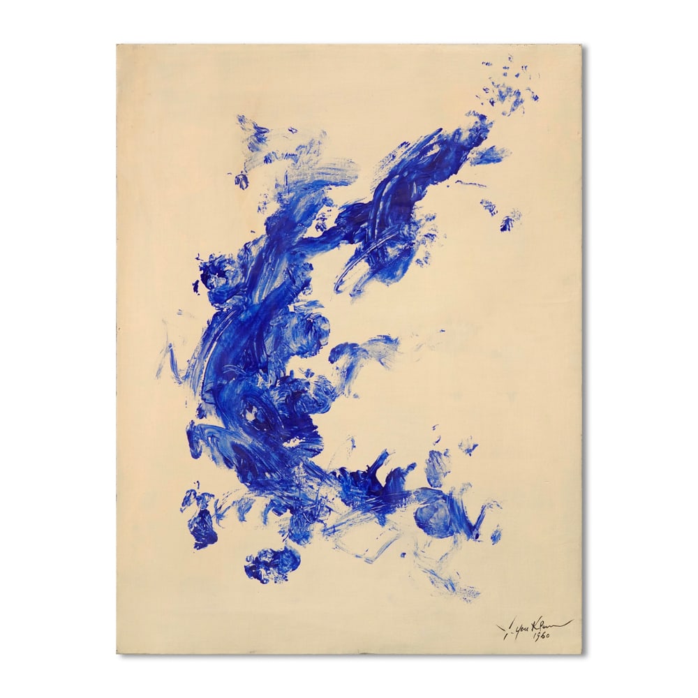 YVES KLEIN (1928-1962), DRY PIGMENT AND SYNTHETIC RESIN ON CANVAS: Image Dimensions: 76 cm x 58 cm (30 in x 22 5/8 in) Signed (lower right and verso) This painting comes with COA. Yves Klein (1928-1962) was one of the most influential avant-garde artists of the 20th