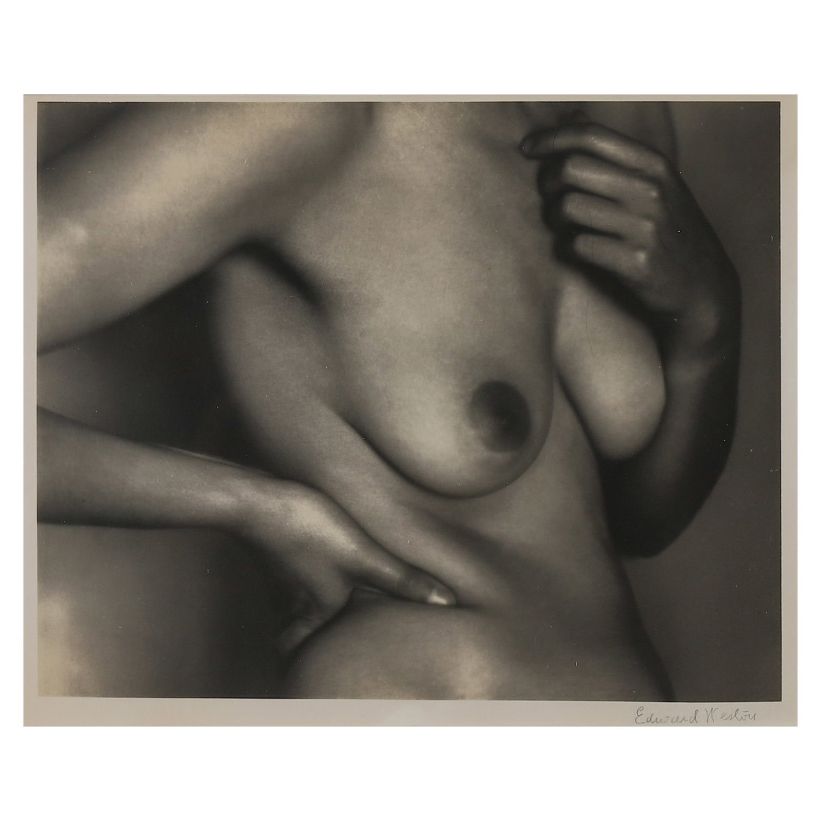 EDWARD WESTON (1886–1958) NUDE: Artist EDWARD WESTON Title: NUDE Material: Gelatin silver print, mounted on board Signature: Signed in pencil “Edward Weston,” lower right Dimensions Photograph 7 5/16 × 9 1/8 in. (18.5 × 23