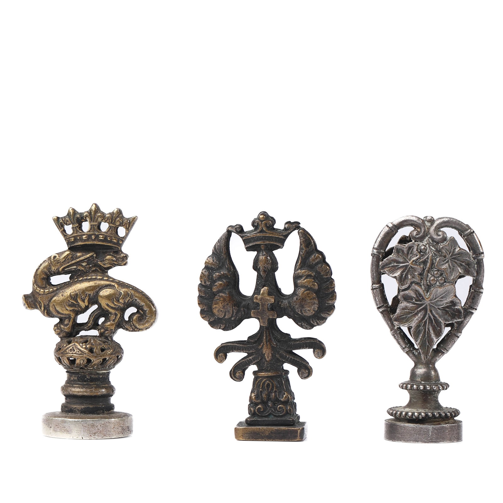 A SET OF THREE ANTIQUE FIGURAL WAX SEAL STAMPS (1 of 2)