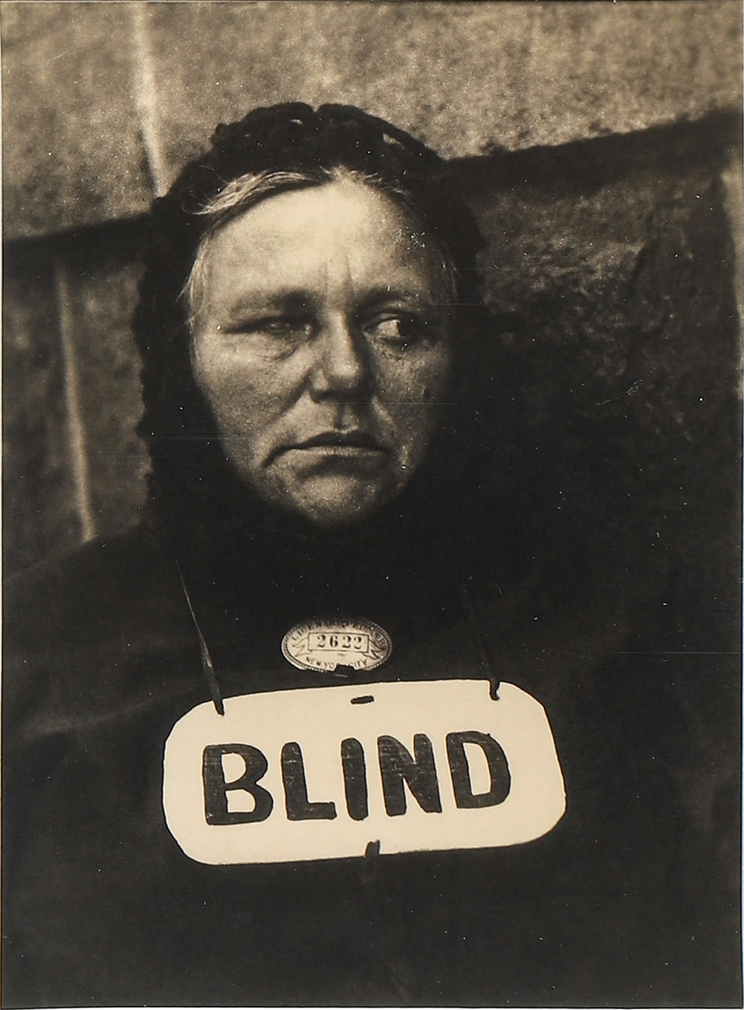 PAUL STRAND (1890–1976)BLIND WOMAN, NEW YORK: Artist PAUL STRAND (1890–1976) Title BLIND WOMAN, NEW YORK Material Gelatin silver print, mounted on board Signature Signed in ink on the reverse Dimensions Photograph 6 7/16 × 8 3/4 in. (16.4 × 2