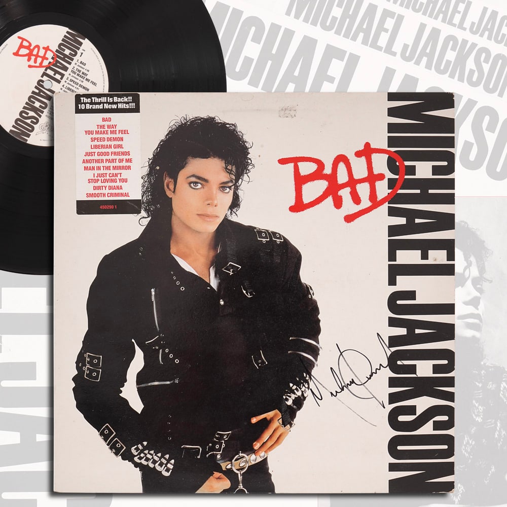 MICHAEL JACKSON SIGNED "BAD" LP ALBUM (1 of 8)