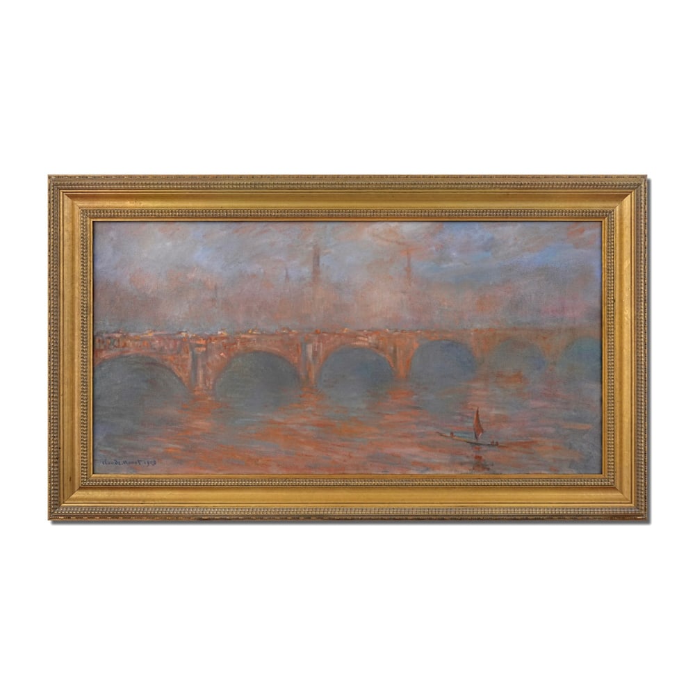 CLAUDE MONET (1840-1926), OIL ON CANVAS: Signed (lower left) Image Dimensions: 23 3/4 x 47 1/4 in (60 x 120 cm) Framed Dimensions: 55 1/8 x 31 7/8 in (140 x 81 cm) This painting comes with COA. Claude Monet stands as the central figure of Im