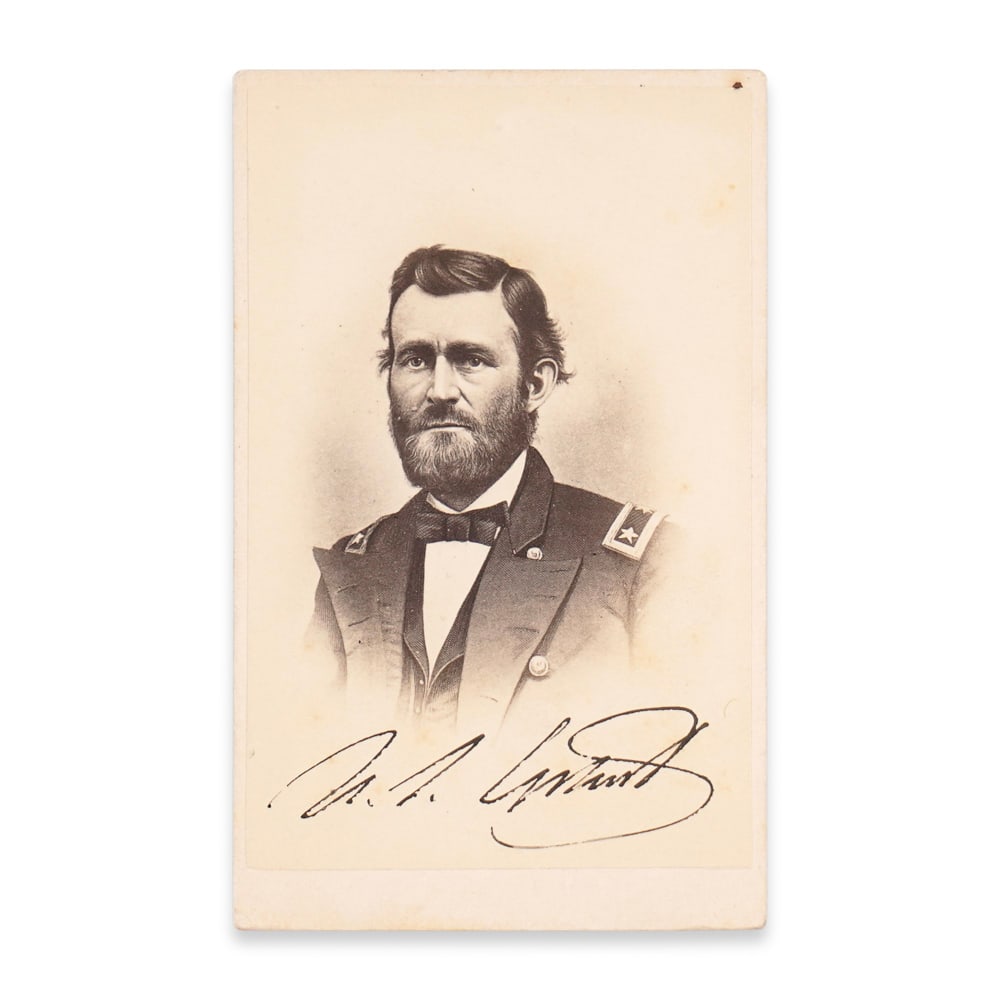 ULYSSES S. GRANT SIGNED CDV PHOTOGRAPH: 3 7/8 x 2 3/8 in (10 x 6 cm) Provenance and authentication: This collectible has undergone a rigorous forensic evaluation. The signatures were carefully analyzed across multiple criteria, including in