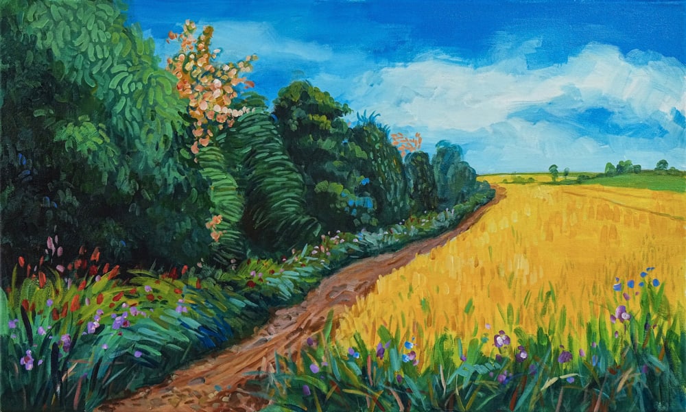 DAVID HOCKNEY (B.1937), OIL ON CANVAS: Signed (verso) Image Dimensions: 27 1/2 × 45 1/2 in (69.5 × 115.5 cm) This painting comes with coa. David Hockney stands among the most influential living painters of the modern era, an artist whose