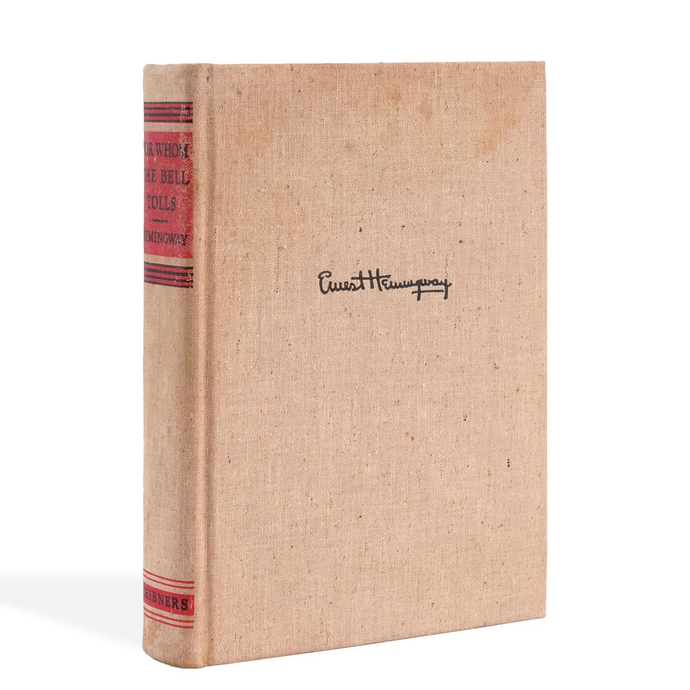 ERNEST HEMINGWAY SIGNED FOR WHOM THE BELL TOLLS BOOK: 8 1/2 x 5 7/8 in (21.5 x 15 cm) Provenance and Authentication: This collectible has undergone a rigorous forensic evaluation. The signatures were carefully analyzed across multiple criteria, including