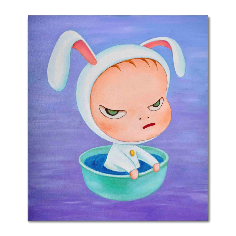 YOSHITOMO NARA (B.1959), ACRYLIC ON CANVAS: Image Dimensions: 31 1/2 x 27 1/2 in. (80 x 70 cm) Signed on the verso Yoshitomo Nara is one of the most iconic figures in contemporary Japanese art, known for his emotionally charged depictions of ch