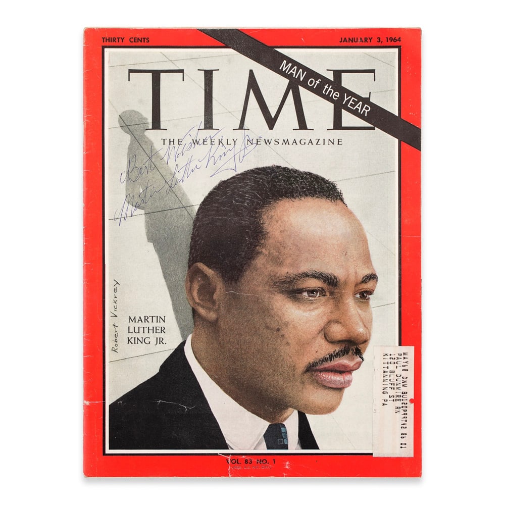 MARTIN LUTHER KING JR. SIGNED TIME MAGAZINE (1 of 3)