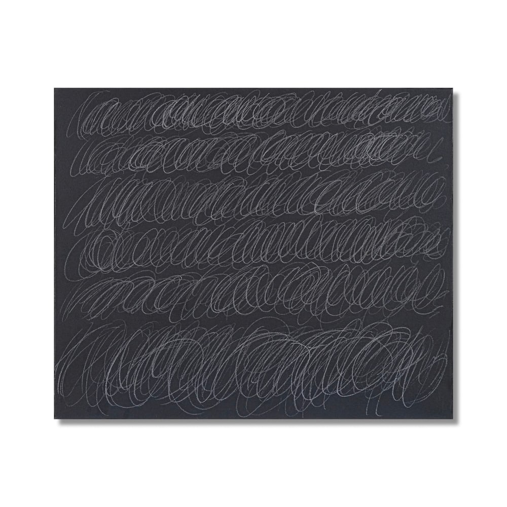 CY TWOMBLY (1928-2011), OIL BASED HOUSE PAINT AND WAX CRAYON ON CANVAS: Signed (verso) Image Dimensions: 30 x 35 7/8 in (76.2 x 91.2 cm) This painting comes with coa. Cy Twombly occupies a singular position in twentieth century art, standing at the intersection of