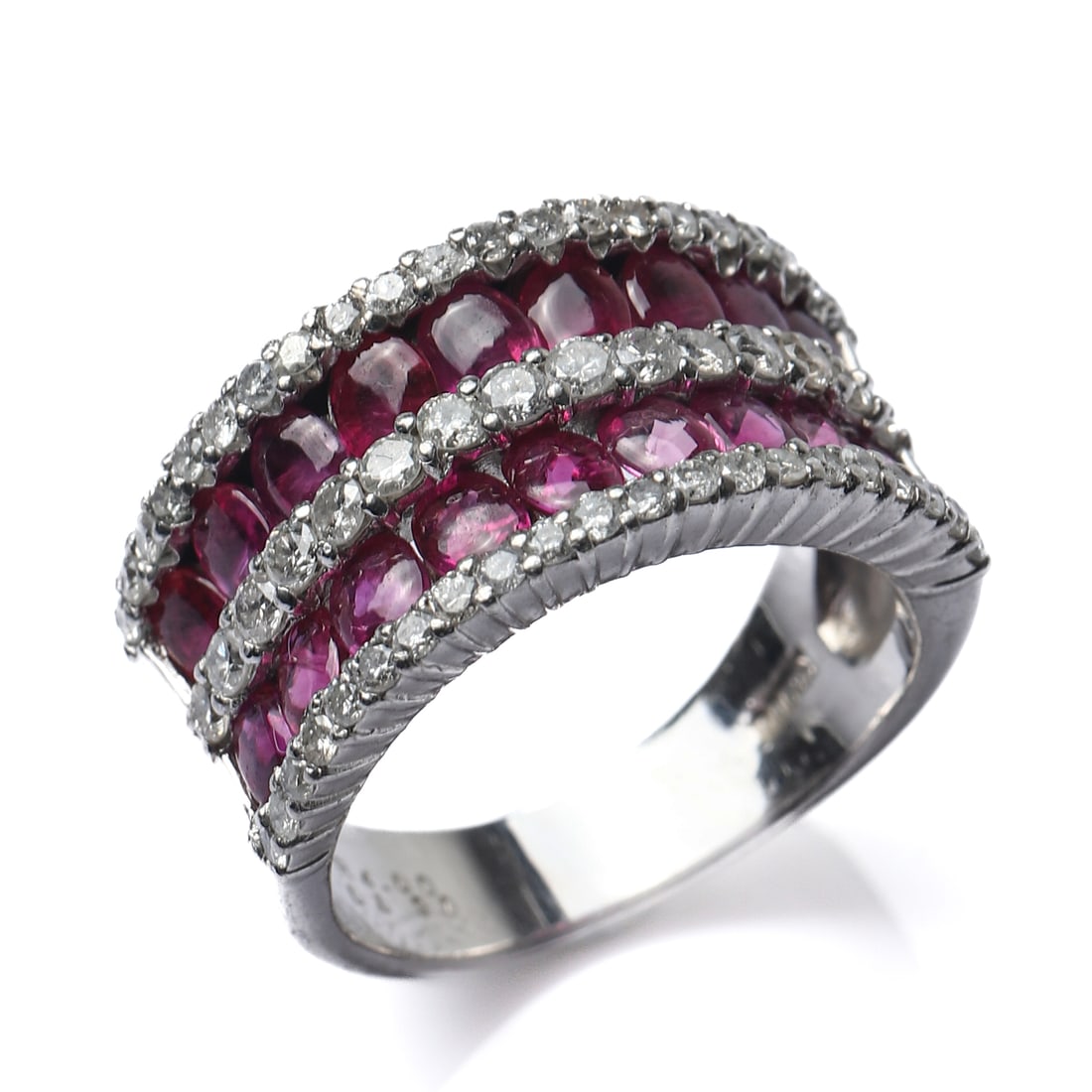 PLATINUM RUBY AND DIAMOND BAND RING (1 of 5)