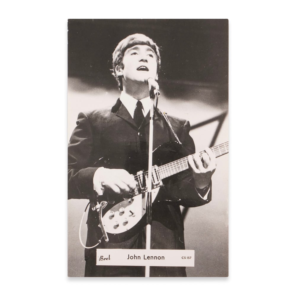 JOHN LENNON SIGNED POSTCARD: 5 1/2 x 3 3/8 in (13.9 x 8.6 cm) Provenance and Authentication: This collectible has undergone a rigorous forensic evaluation. The signatures were carefully analyzed across multiple criteria, includin