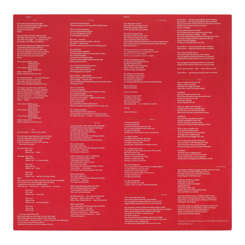 QUEEN FULLY SIGNED "THE WORKS" LP - 3