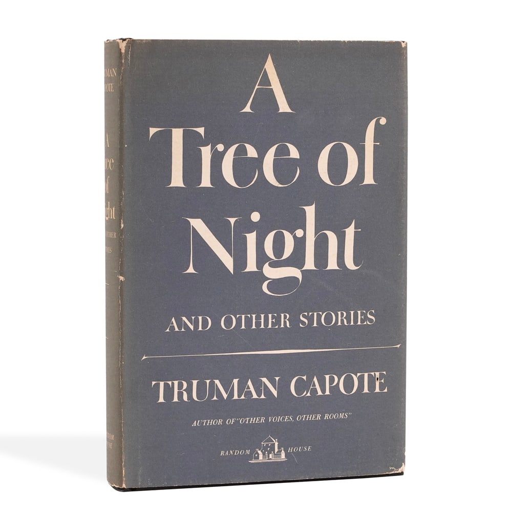 TRUMAN CAPOTE SIGNED "A TREE OF NIGHT AND OTHER STORIES": 8 1/4 x 5 3/4 in (21 x 14.5 cm) Provenance and Authentication: This collectible has undergone a rigorous forensic evaluation. The signatures were carefully analyzed across multiple criteria, including