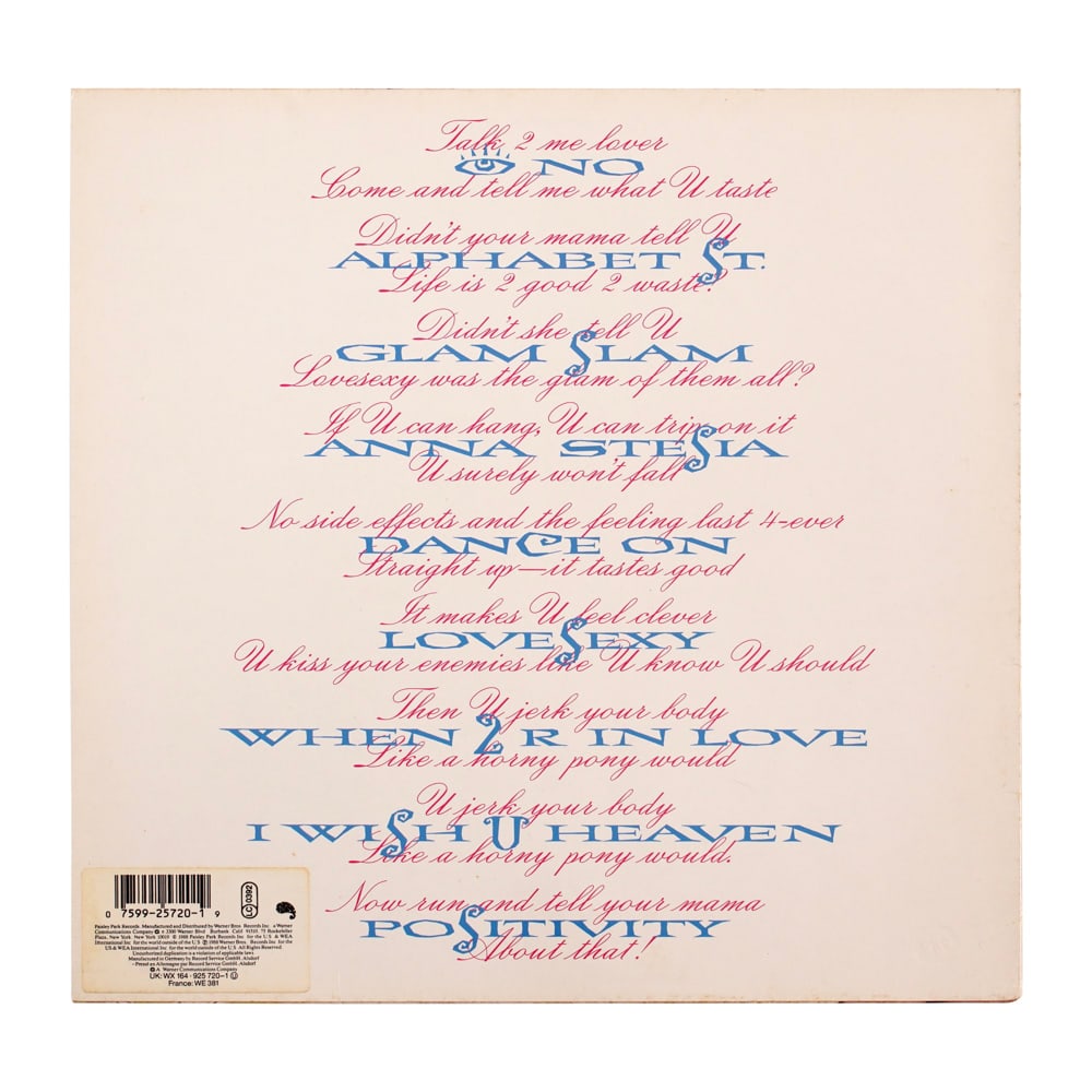 PRINCE SIGNED "LOVESEXY" LP - 2