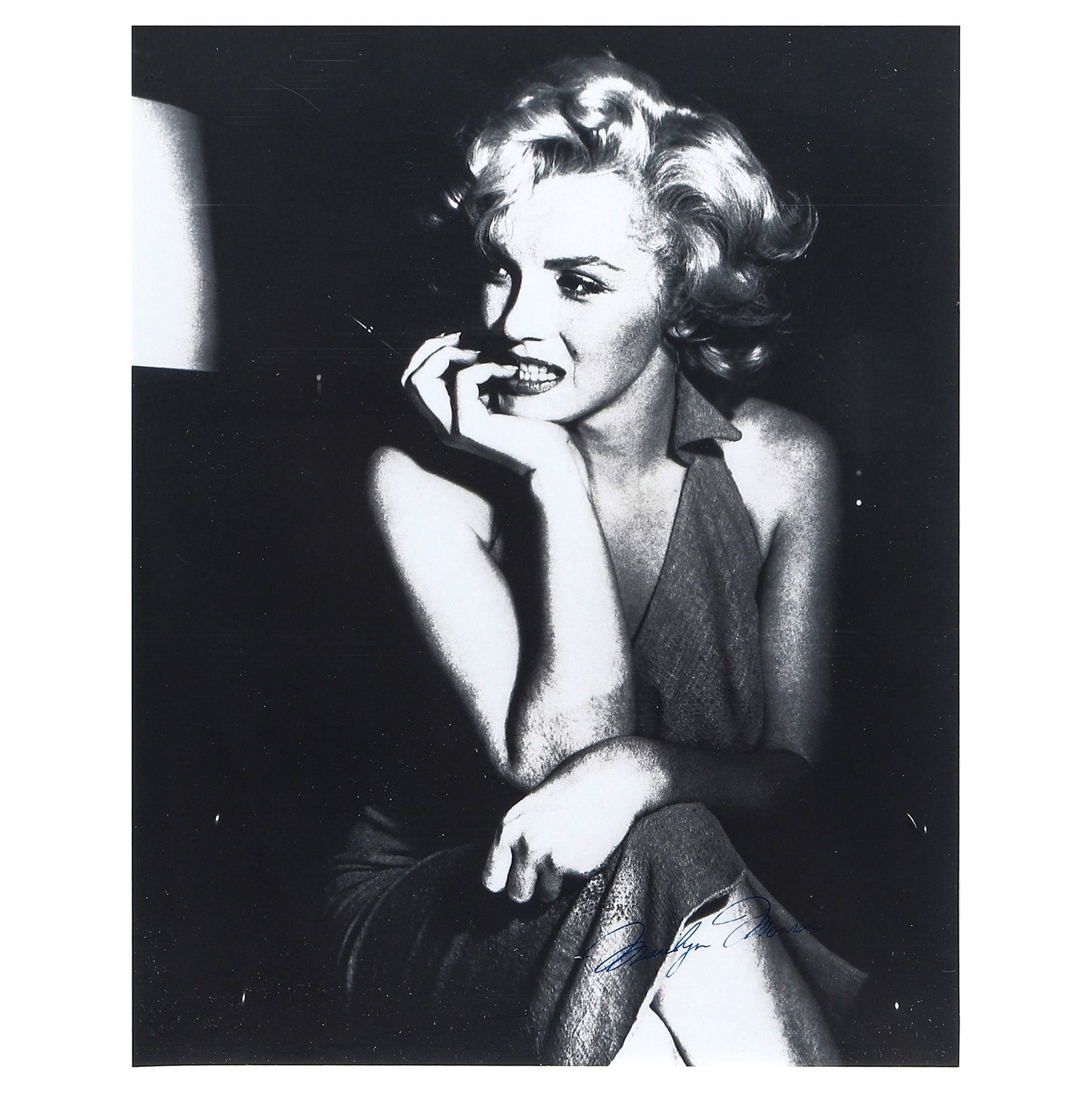 MARILYN MONROE PORTRAIT: Title MARILYN MONROE PORTRAIT Material Gelatin silver print, mounted on board Signature Signed in blue ink at the lower right Dimensions Photograph 10 15/16 × 13 3/4 in. (27.8 × 35 cm);with
