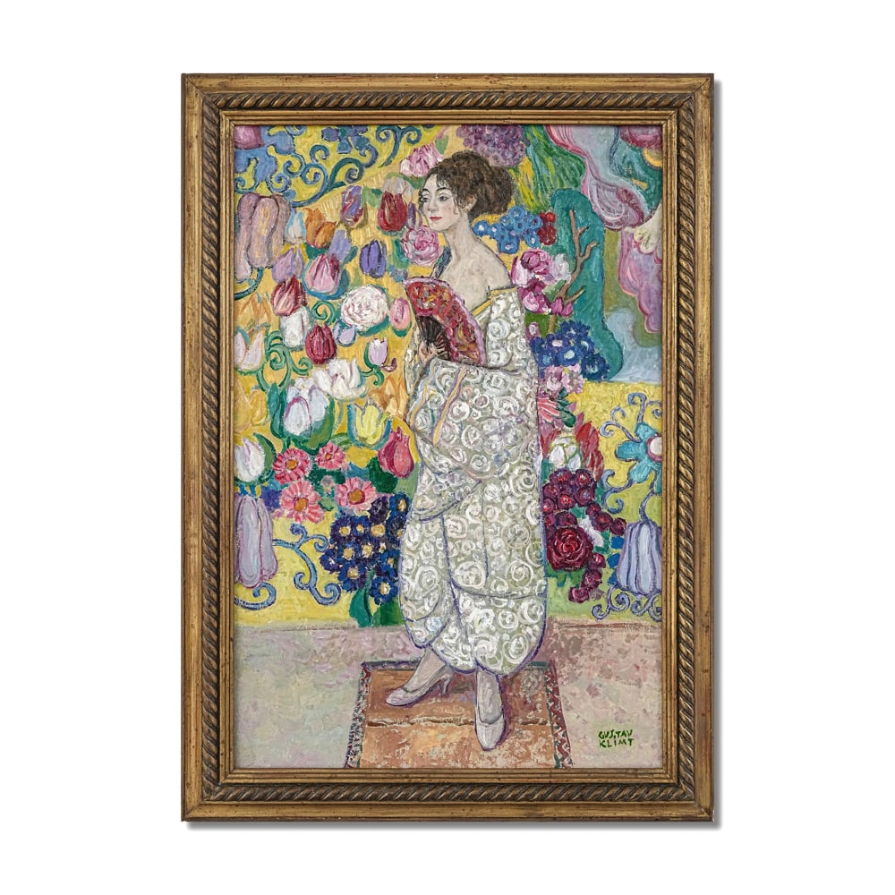 GUSTAV KLIMT (1862-1918), OIL ON CANVAS: Signed (lower right) Image Dimensions: 23 3/4 x 15 3/4 in (60 x 40 cm) Framed Dimensions: 27 1/8 x 19 1/4 in (69 x 49 cm) This painting comes with COA. Gustav Klimt stands as one of the most influenti