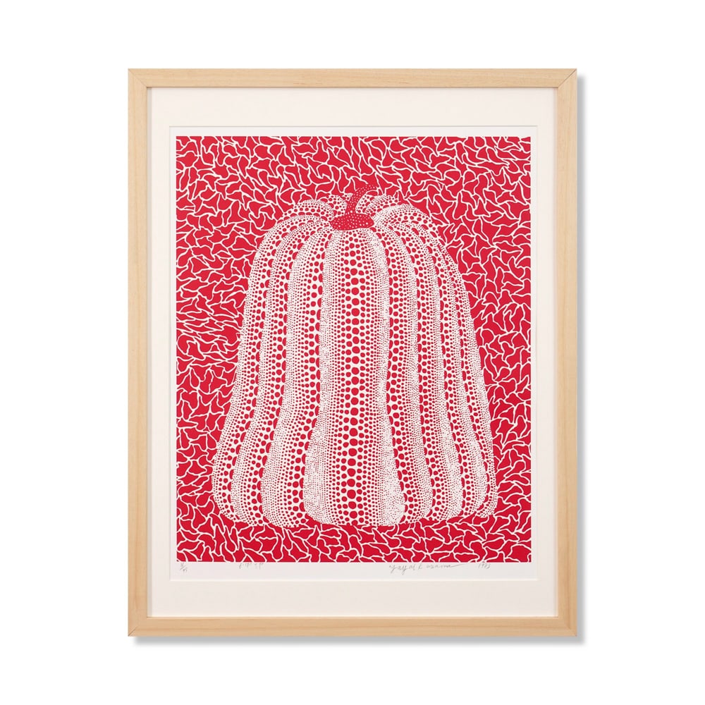 YAYOI KUSAMA (B.1929), SILKSCREEN PRINT: Signed (lower right) Image Dimensions: 24 3/8 x 19 5/8 in (62 x 50 cm) Framed Dimensions: 30 3/4 x 24 in (78 x 61 cm) Yayoi Kusama (b. 1929) stands as one of the most iconic and influential female